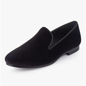 New Harpelunde Men's Flats, Black Velvet Loafer, Men's 10 Runs Small